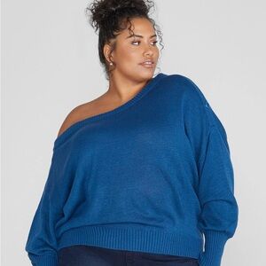 Fashion to Figure Vibrant Blue Off-Shoulder Sweater